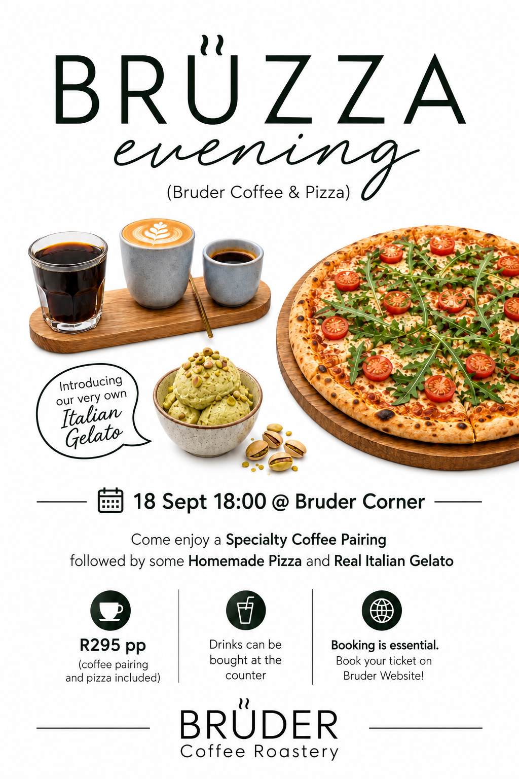 BRUZZA Evening - Coffee, Pizza, Gelato